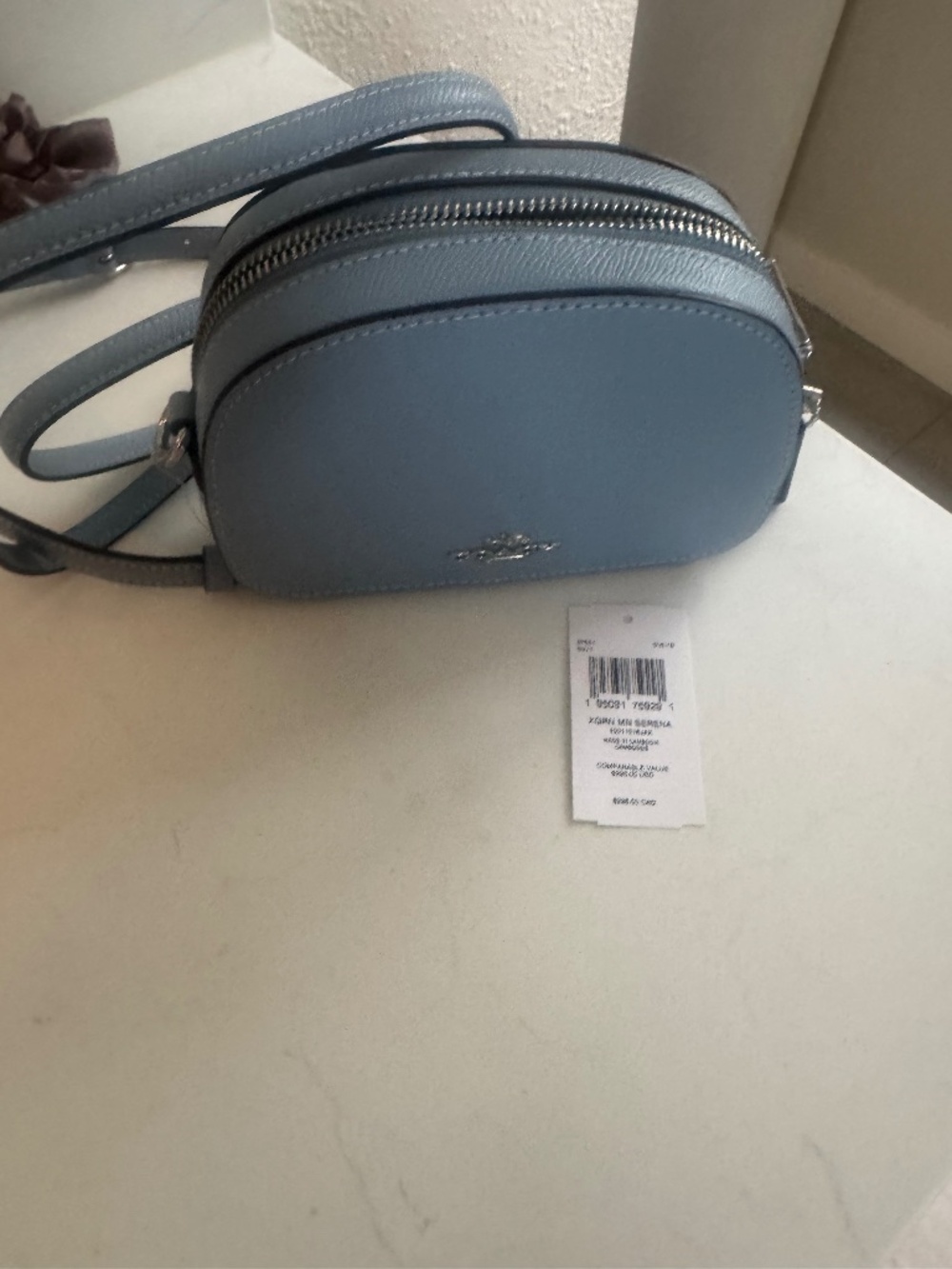 Coach Mini Serena Blue Leather Crossbody Bag camera Purse